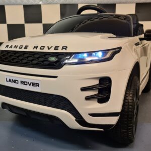 Witte elektrische kinderauto Range Rover Evoque met 4 motoren