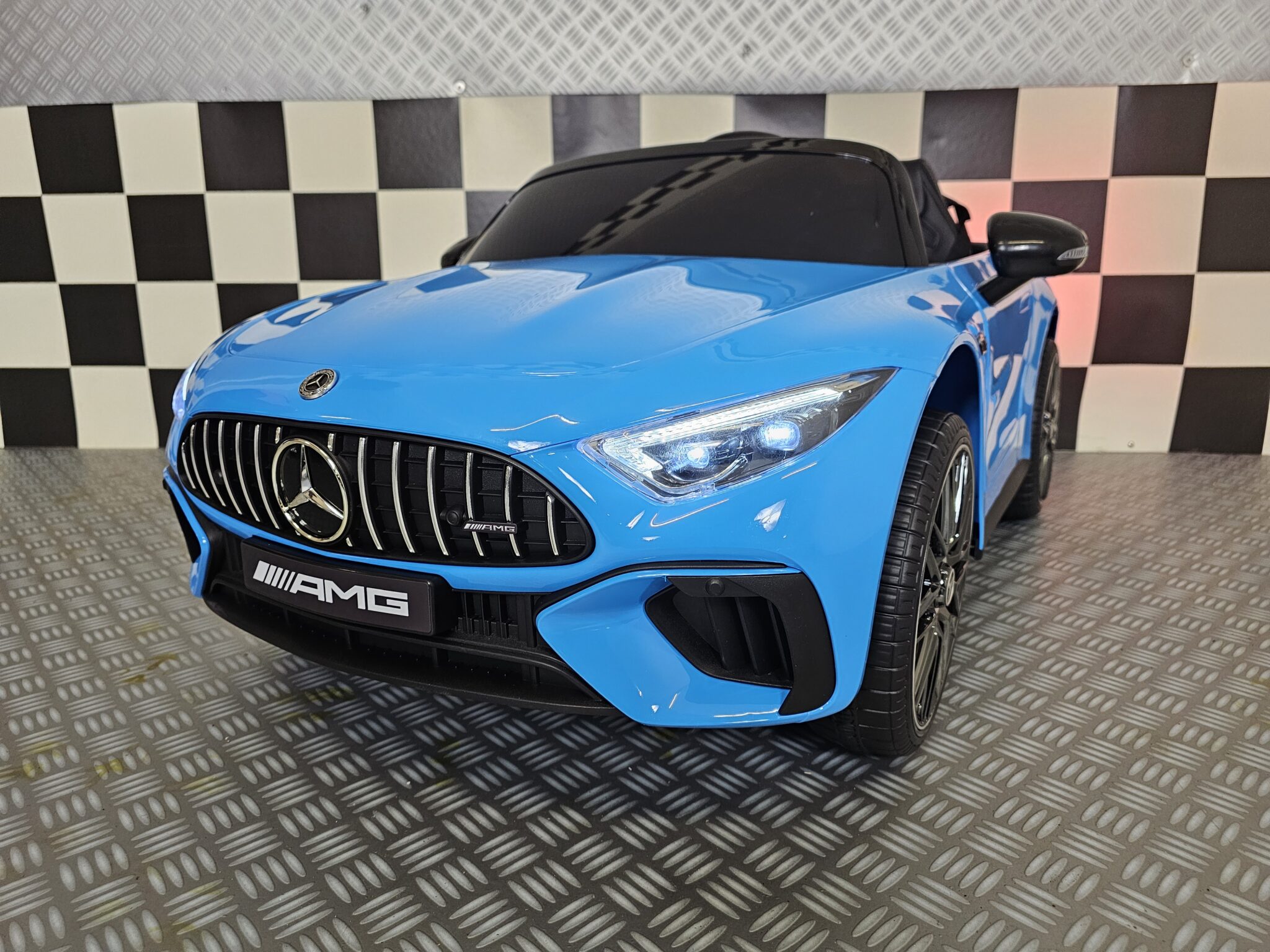 Elektrische kinderauto Mercedes SL63 12 volt metallic blauw