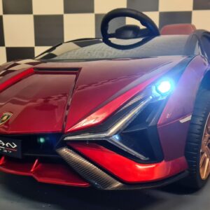 Elektrische kinderauto Lamborghini Sian 12 volt, rood gespoten