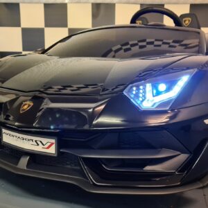 24 volt Lamborghini Aventador voor 2 personen met driftfunctie, metallic zwart